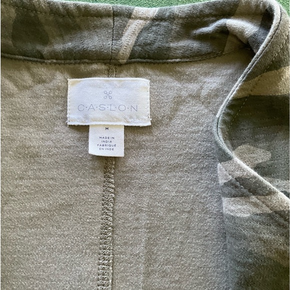 Caslon Drape Collar Knit Blazer in Olive Camo Print BNWT Medium - Picture 2 of 5